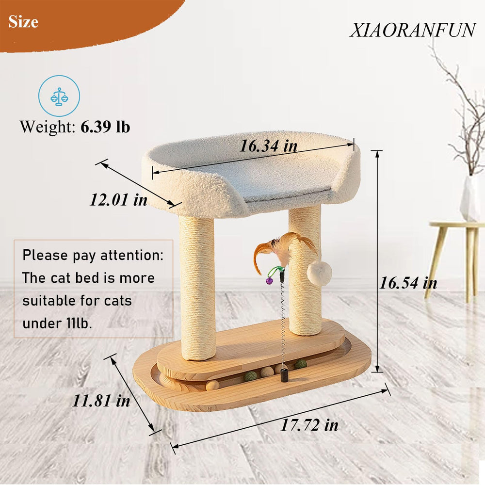 XIAORANFUN wooden cat tree assembly shown for easy setup