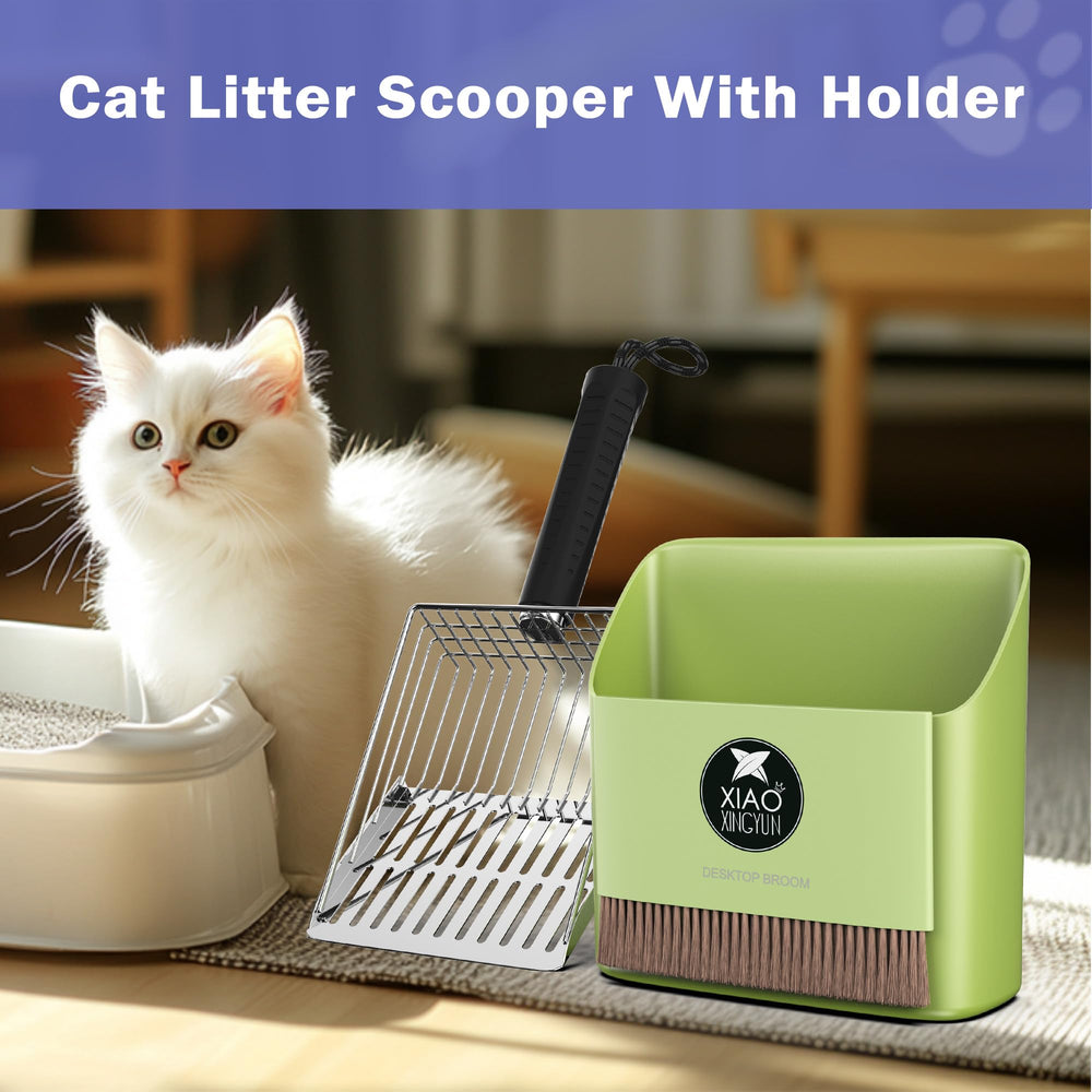 XIAOXINGYUN cat litter scooper with broom and dustpan for easy cleanup.