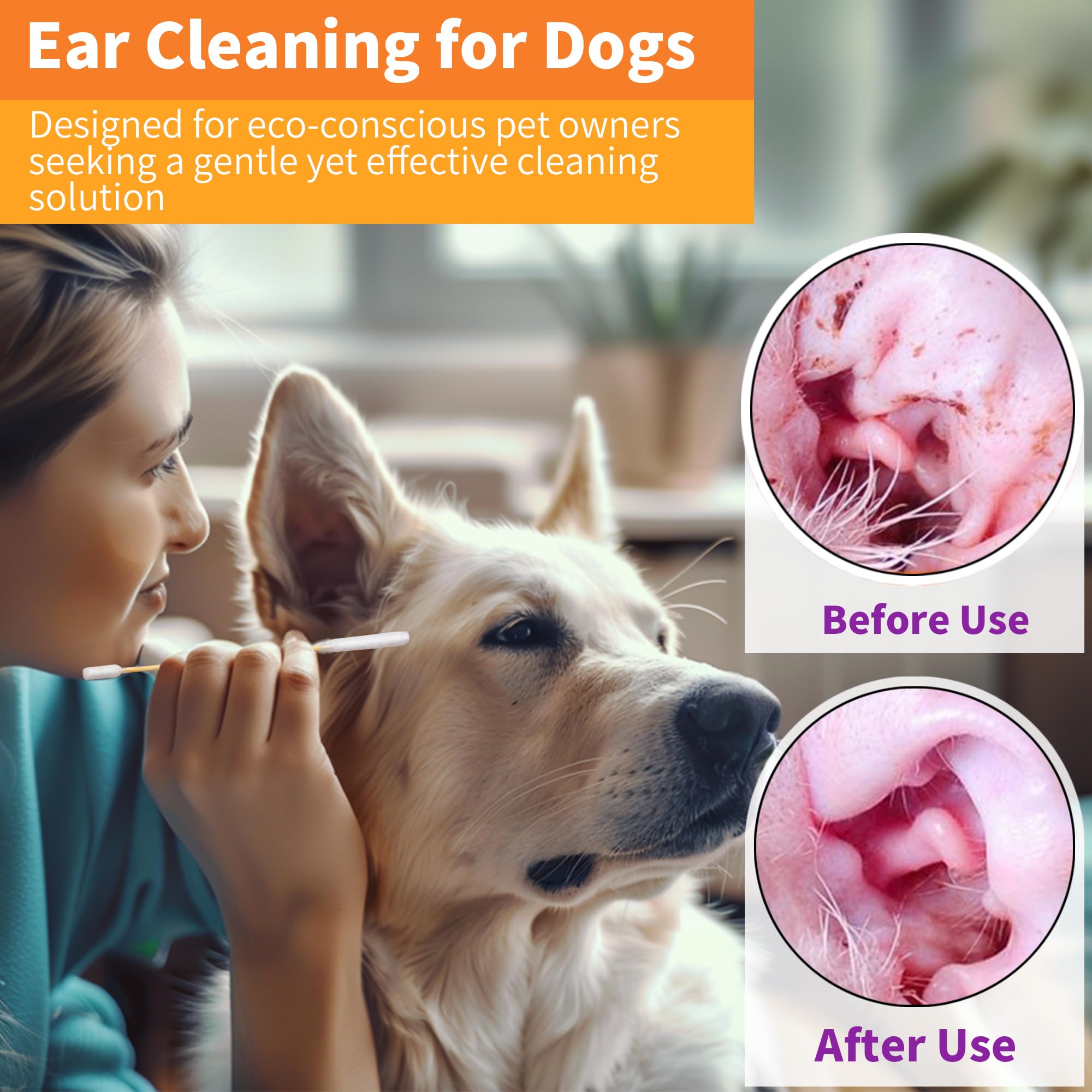 XIAOXINGYUN double-tipped pet ear swabs for surface and crevice cleaning.