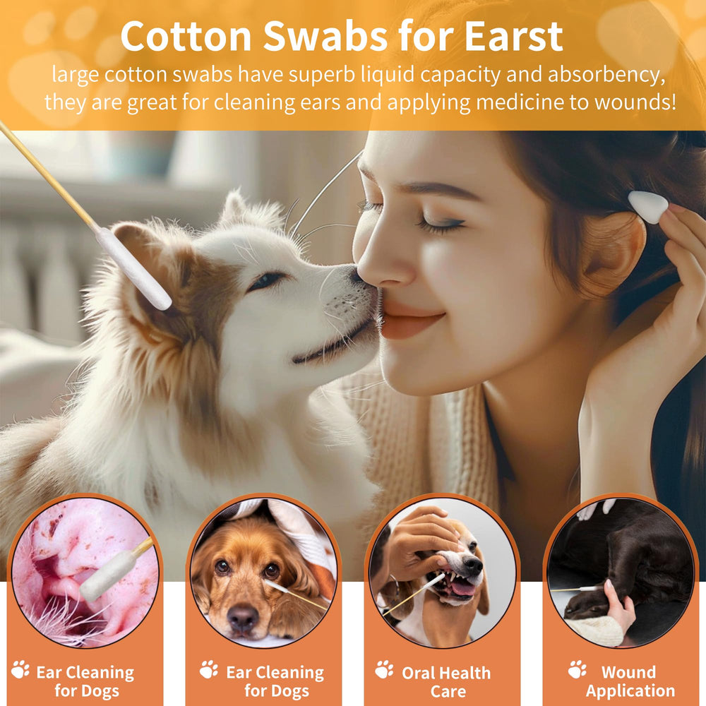 XIAOXINGYUN six-inch pet ear swabs reach deep into ears safely.