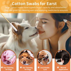 XIAOXINGYUN six-inch pet ear swabs reach deep into ears safely.