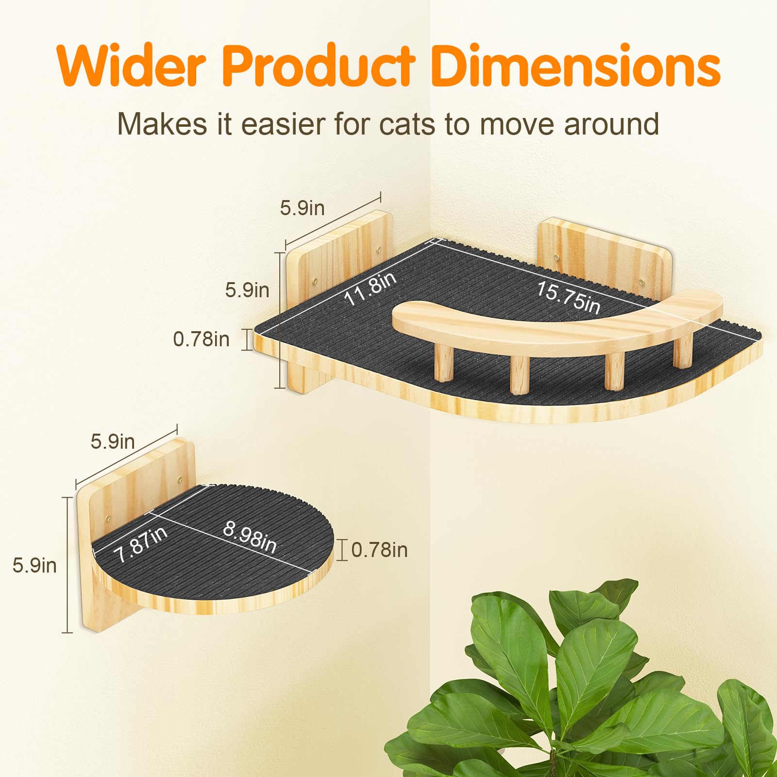 XiaZ cat wall shelves natural pine wood blends with décor and uses durable material.