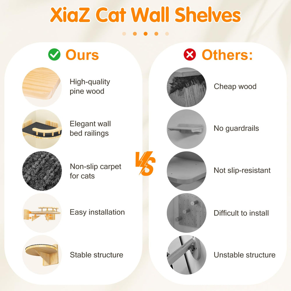XiaZ cat wall shelves side-view demonstrates robust wall mounting for secure play.