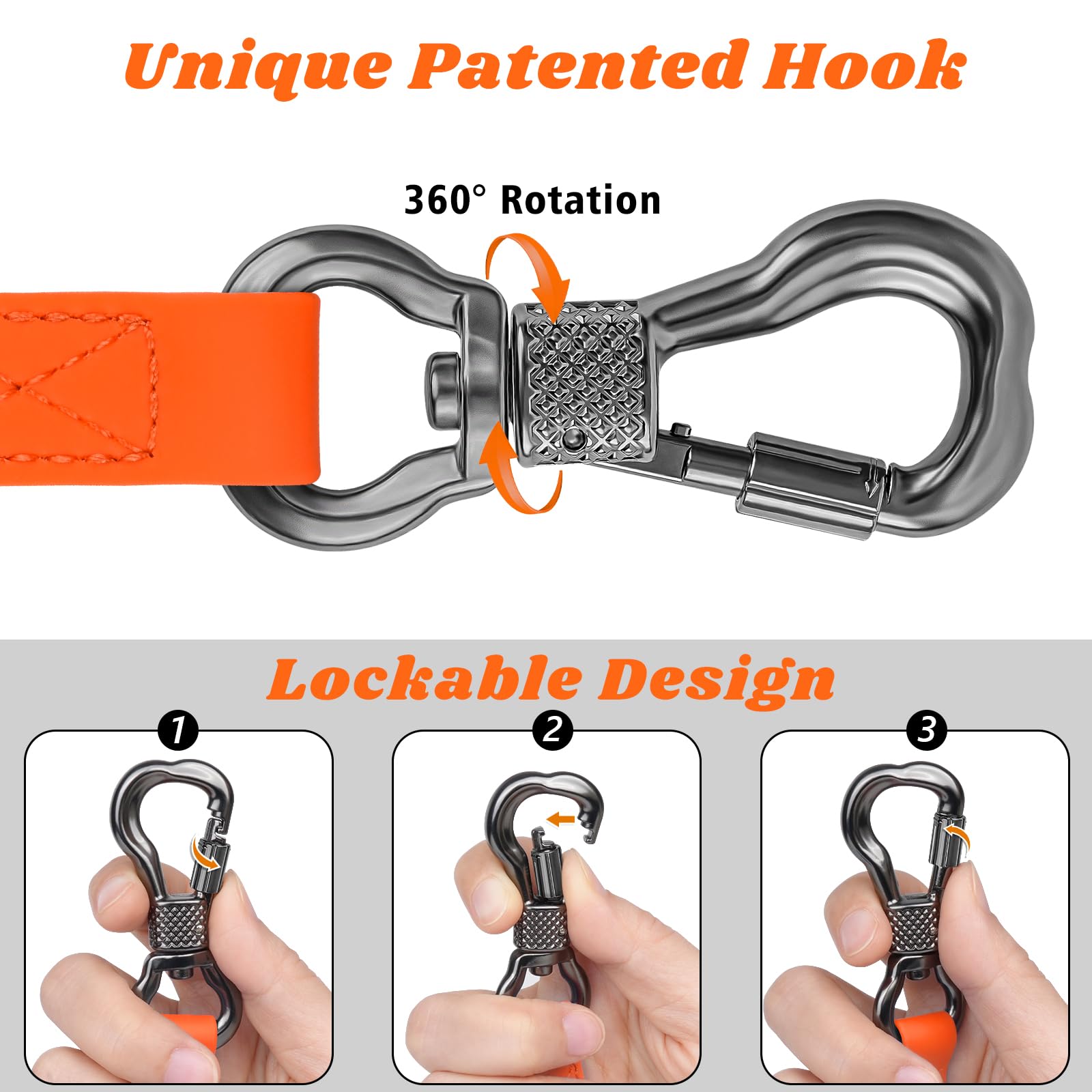 XiaZ padded-handle dog leash held during a long walk.