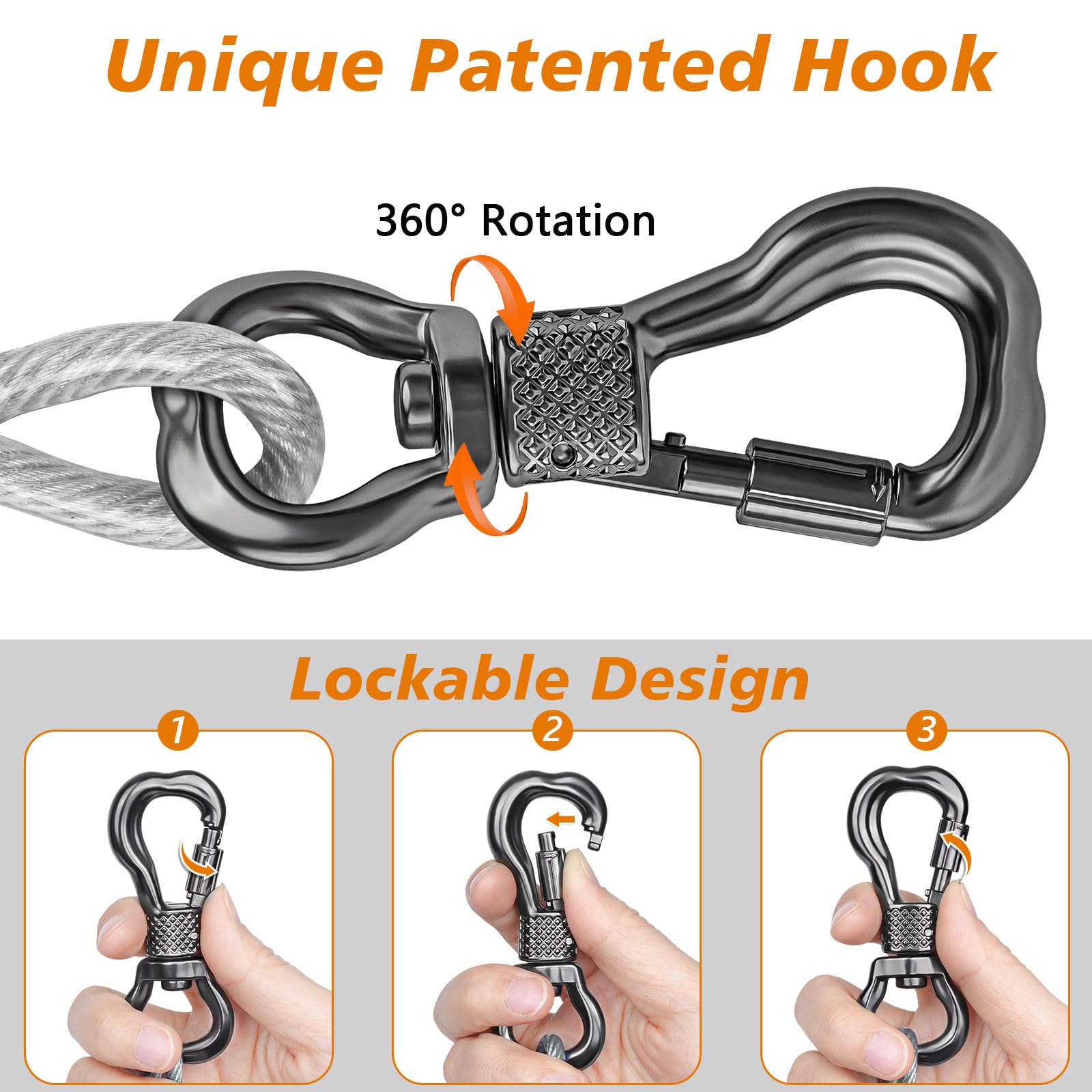 XiaZ 20ft dual-fixed clasp enhances security during outdoor use