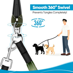 XiaZ Double Dog Leash heavy duty rope with robust swivel for strong pullers