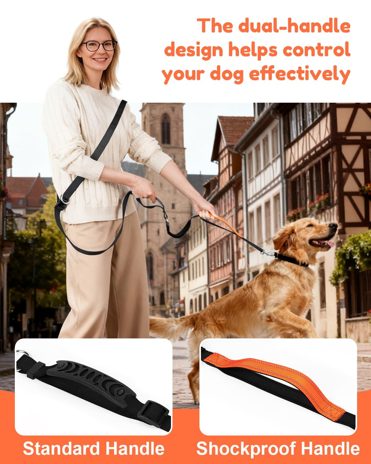 XiaZ dual padded handles provide cushioned grip during walks