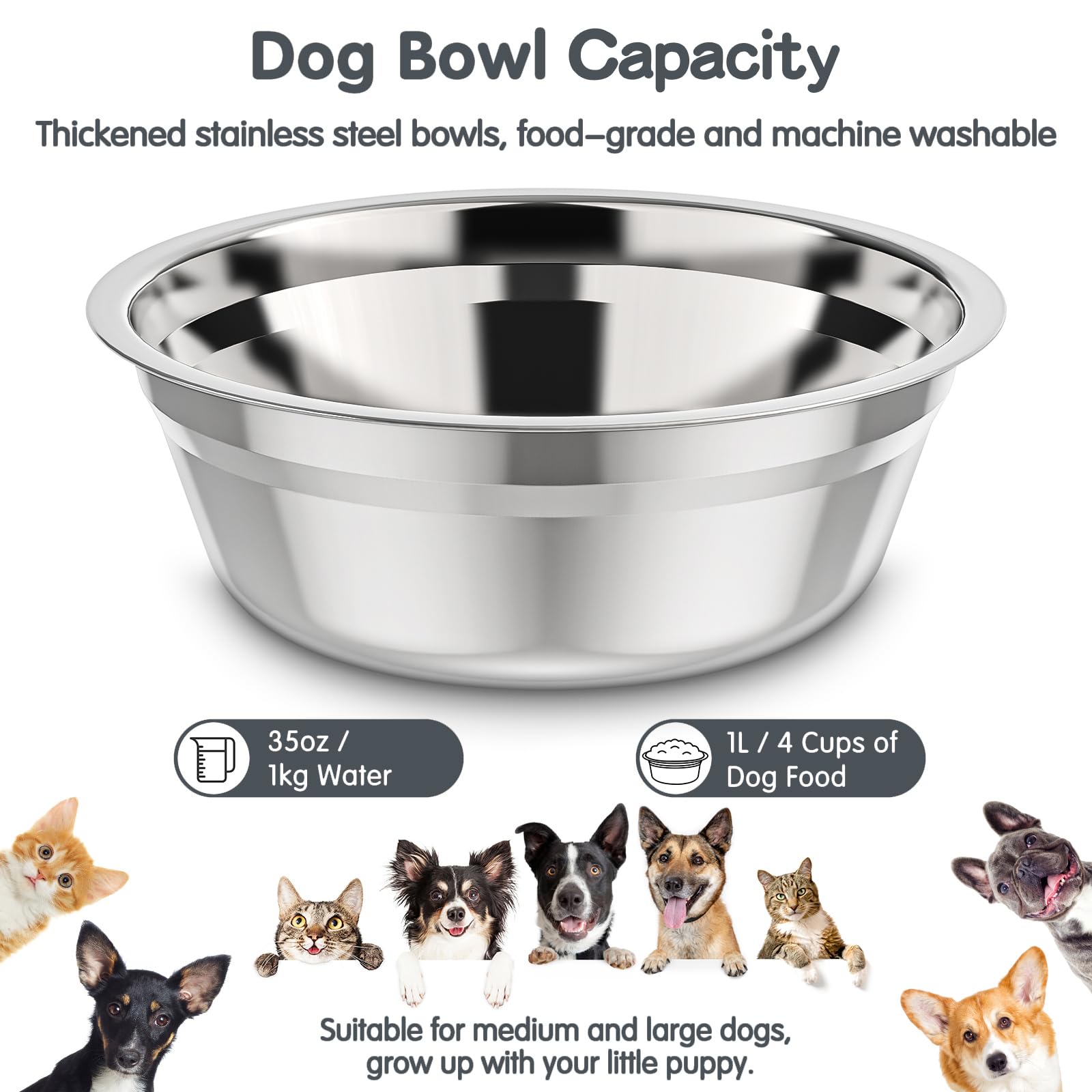 XiaZ durable grey dog feeder stand supports comfortable eating posture.