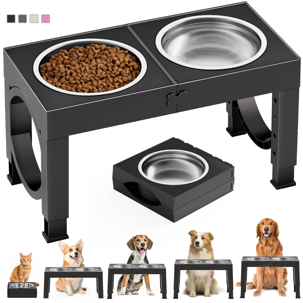 XiaZ elevated dog bowl stand folded for travel and easy storage.