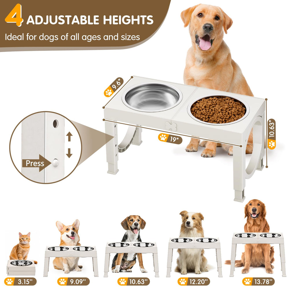 XiaZ five-height adjustable stand demonstrates versatile feeding heights for dogs.