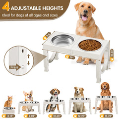 XiaZ five-height adjustable stand demonstrates versatile feeding heights for dogs.