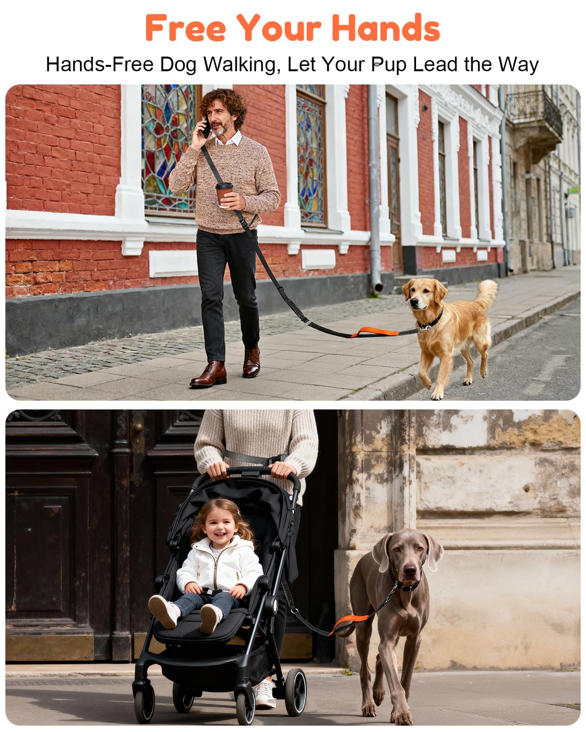 XiaZ Hands Free Leash waist mode keeps hands free during runs