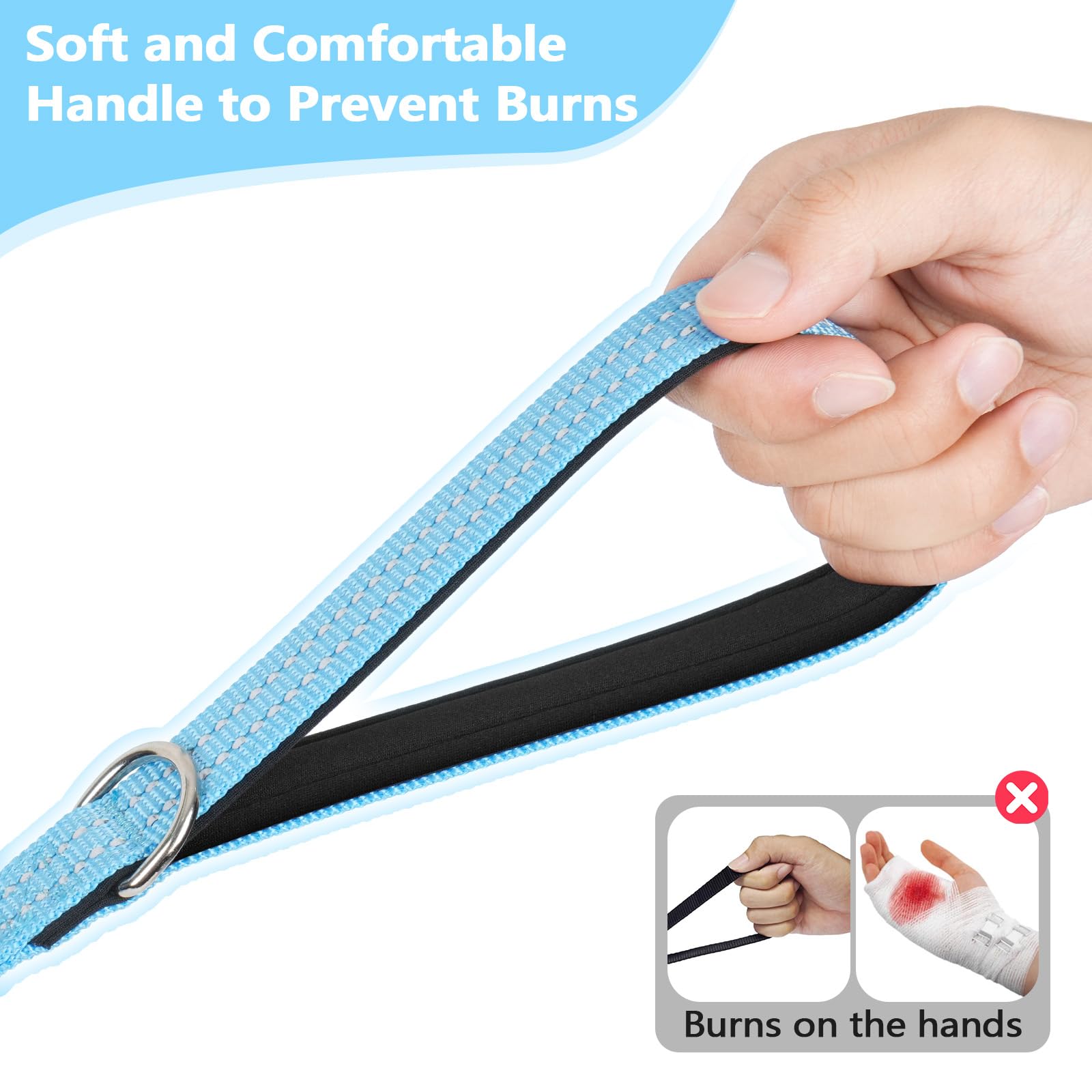 XiaZ long dog leash design includes a D-Ring for poop bags or small essentials.