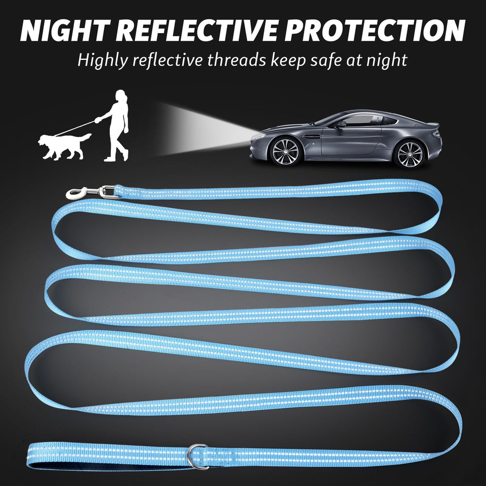XiaZ long dog leash showcases reflective strips for high visibility during night outdoor walks.