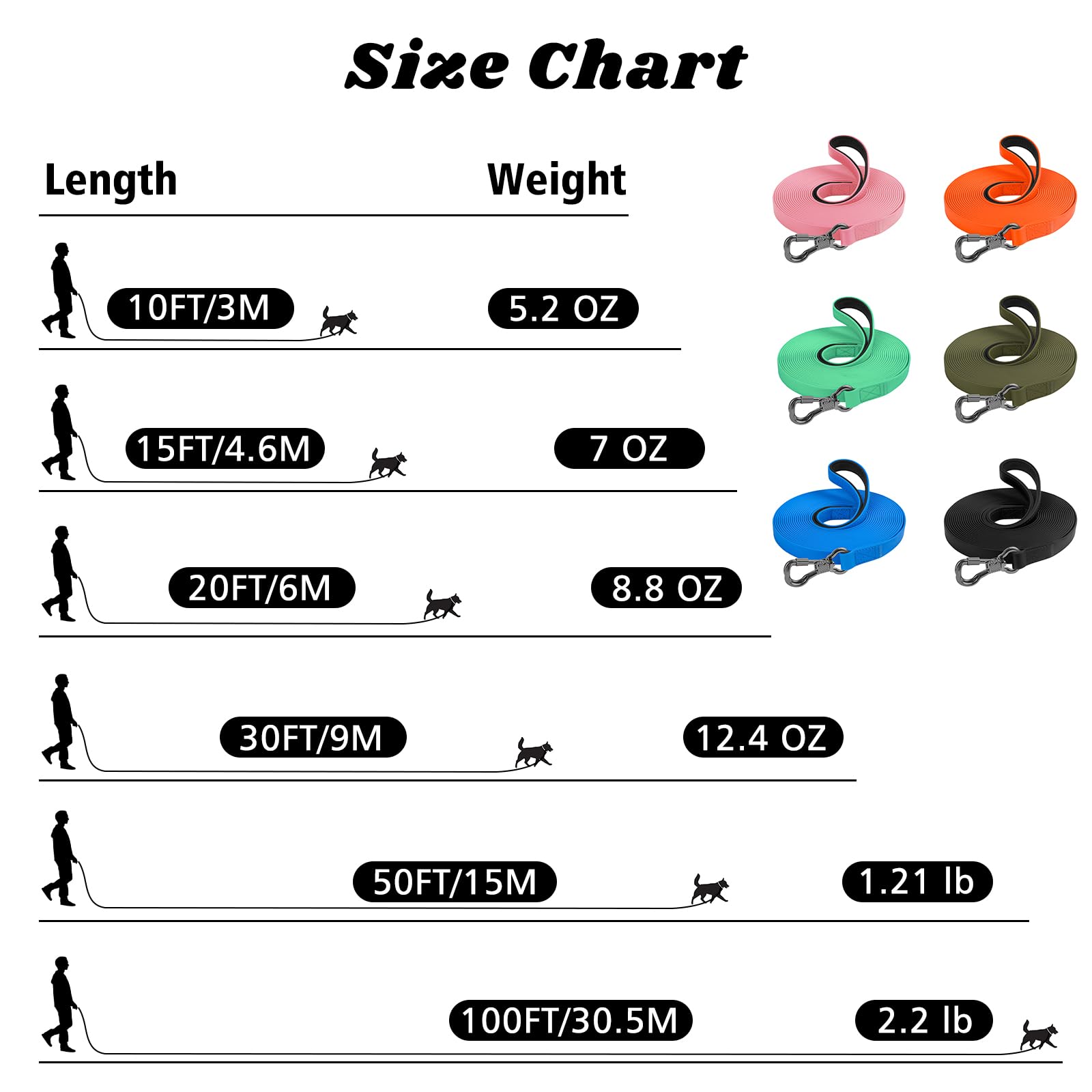 XiaZ long leash olive 30ft length ideal for training and exploring