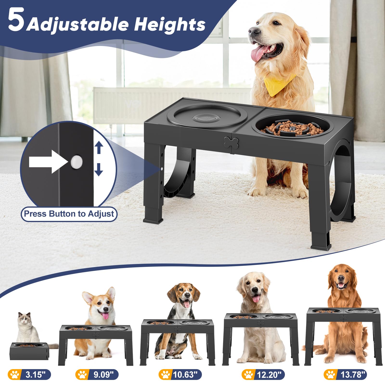 XIAZ non-slip dog bowl stand keeps bowls secure for active dogs.