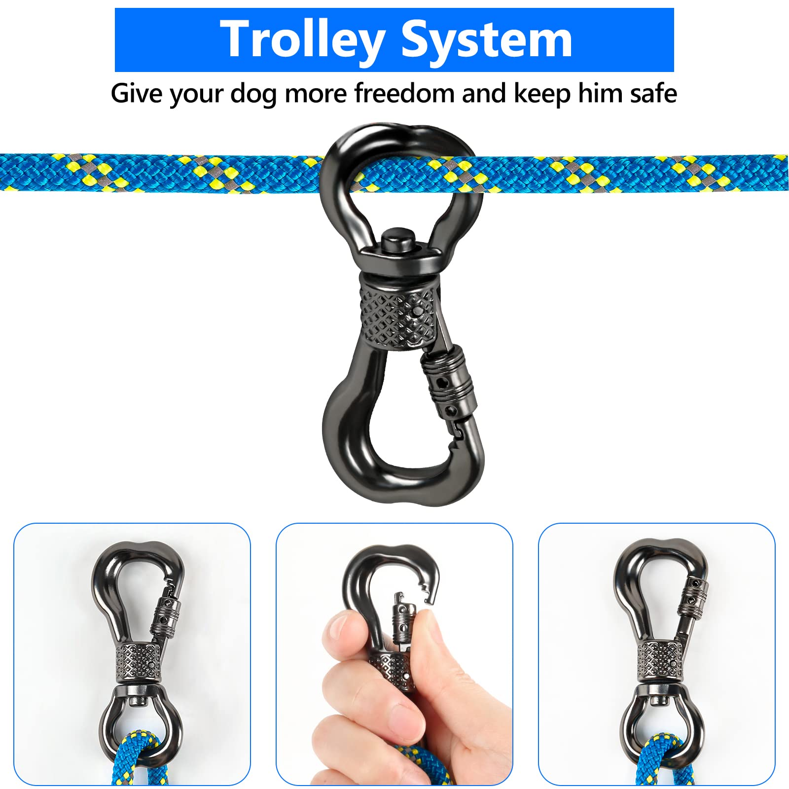XiaZ overhead trolley 360-degree clip in action for safe roaming.