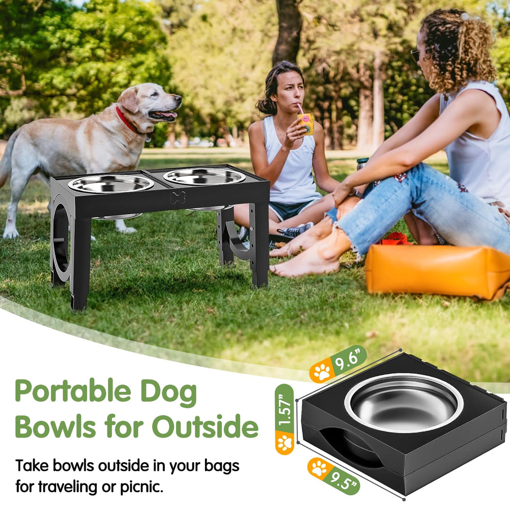 XiaZ portable travel ready dog feeder folds compactly for trips.