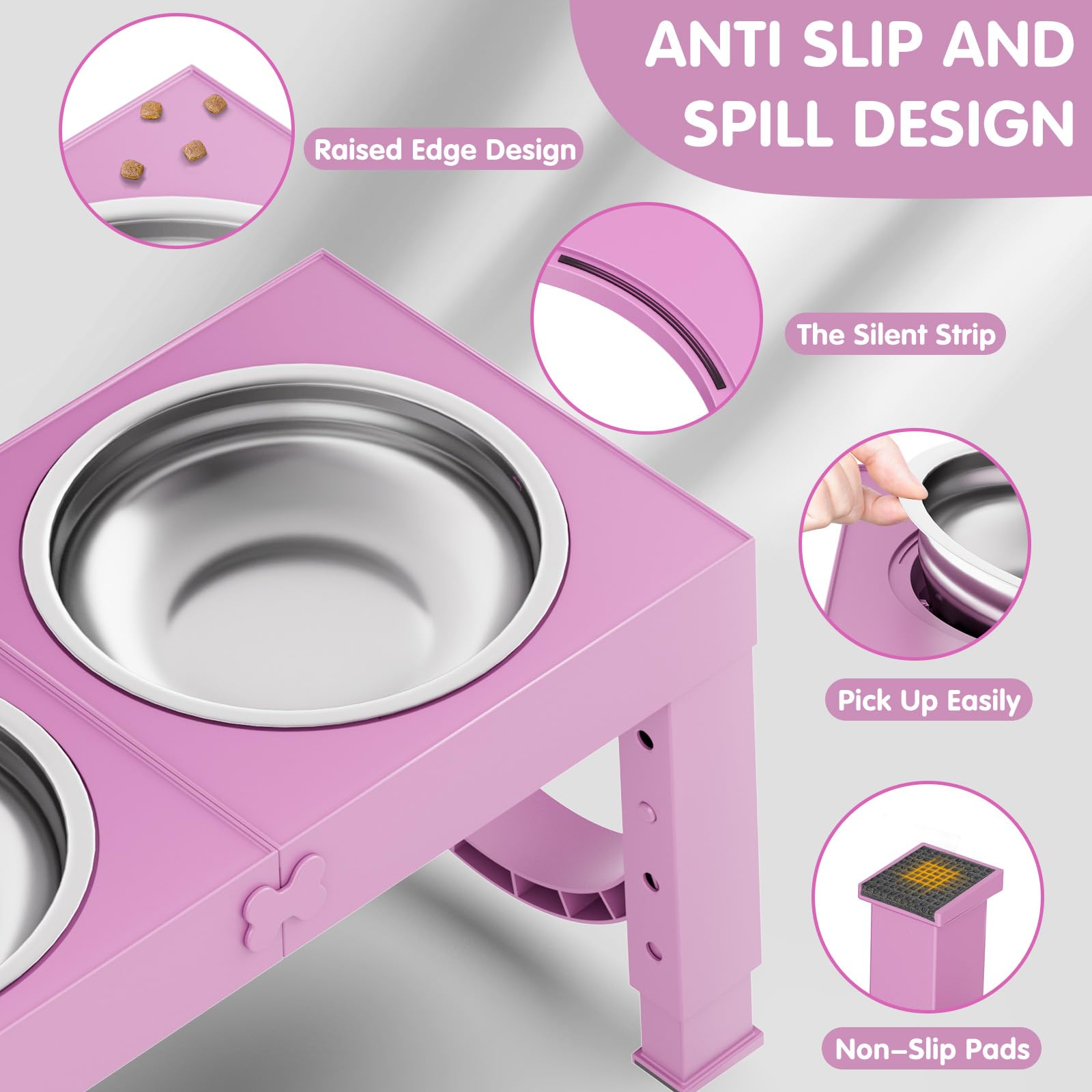 XiaZ silent-strip design helps prevent tipping and spills during feeding.