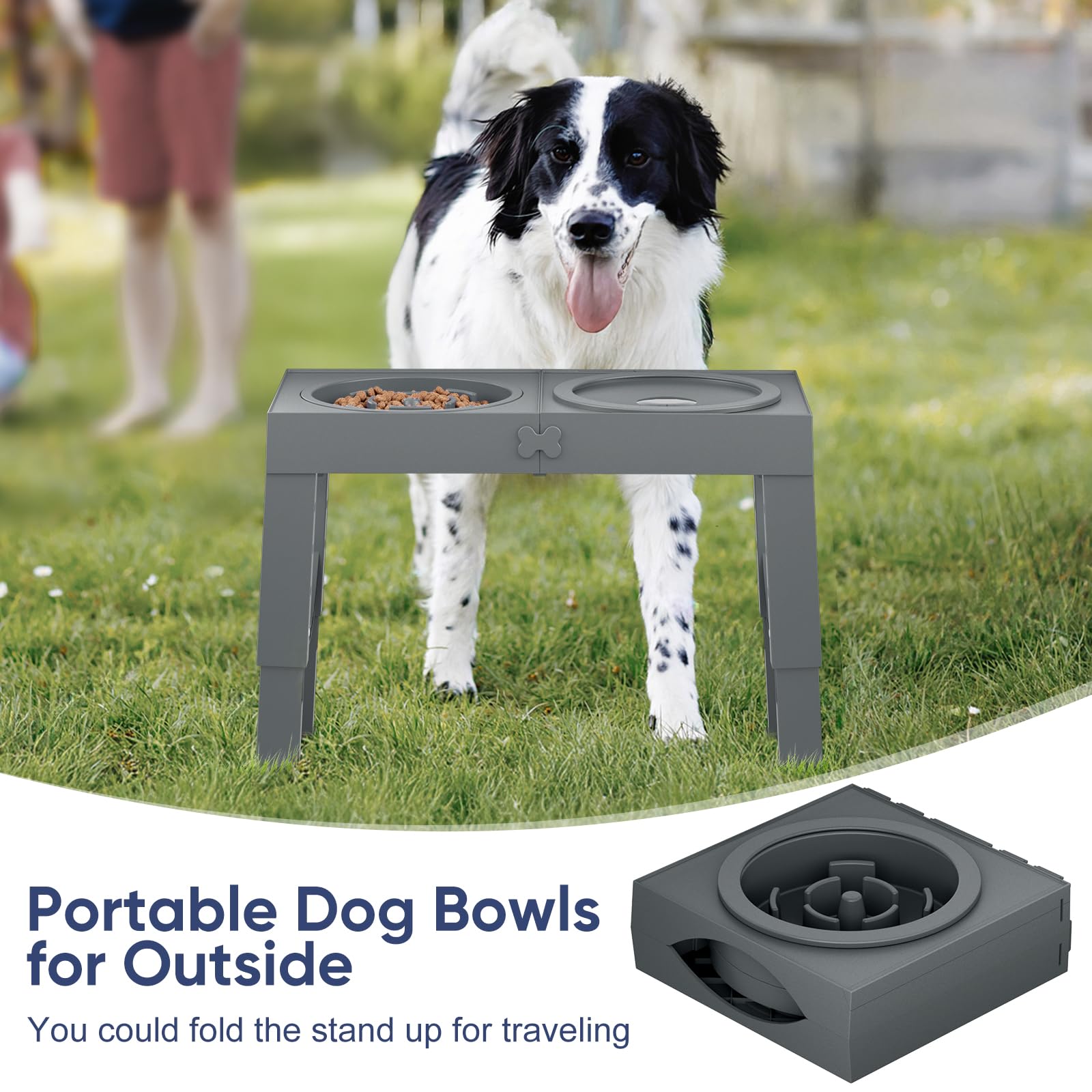 XIAZ slow feeder bowl stand collapsible legs for easy storage