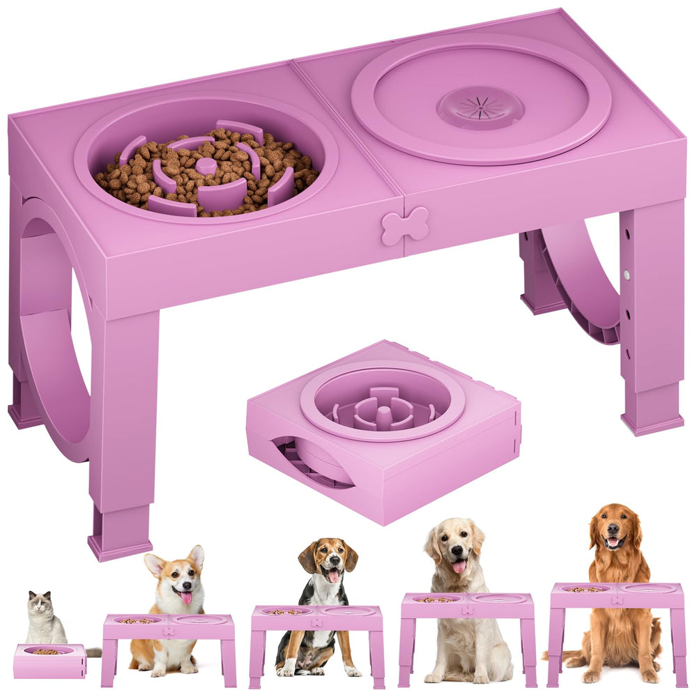 XIAZ Slow Feeder Bowl Stand with four heights helps large dogs eat comfortably
