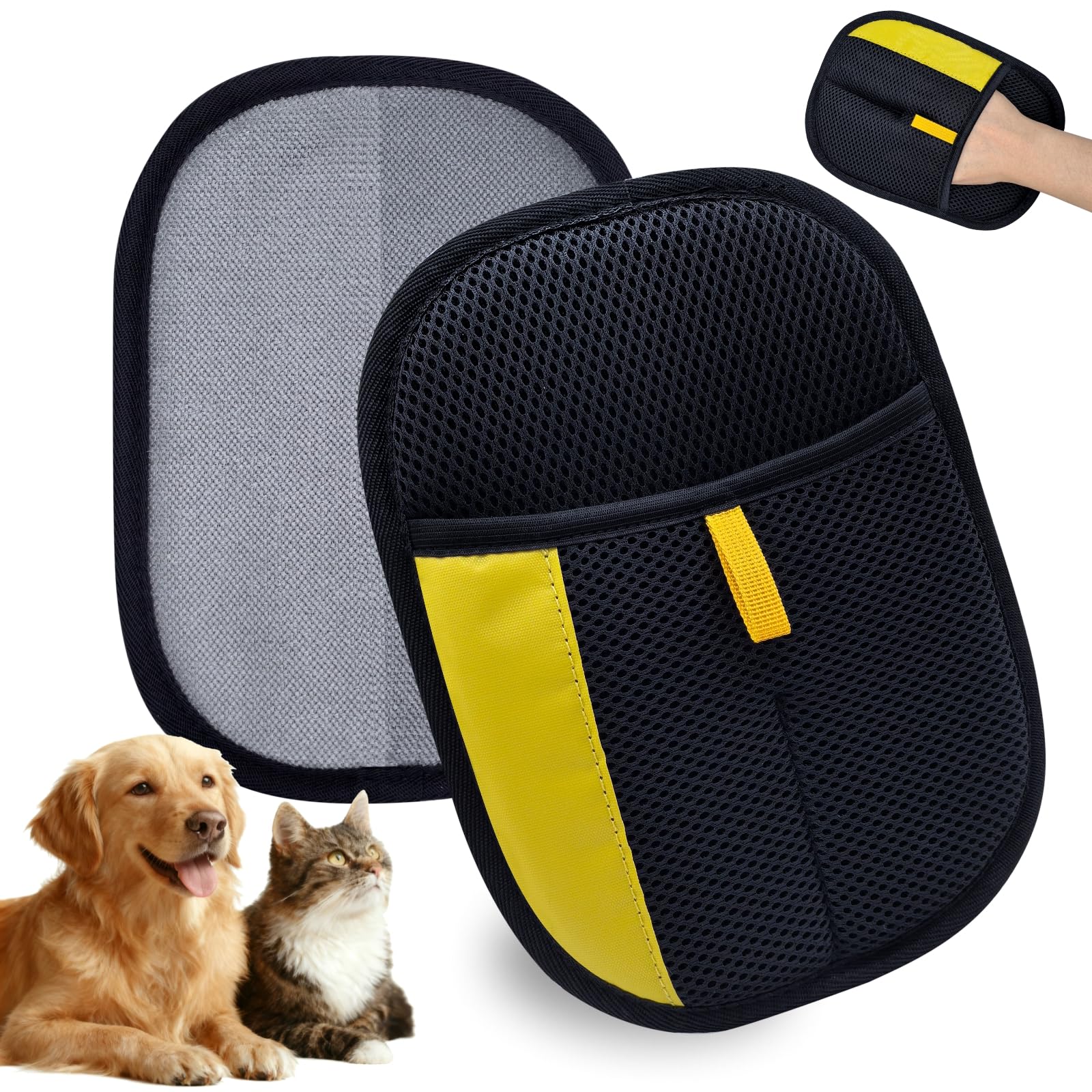 XIDEAEO pet hair removal glove overview shows electrostatic action.