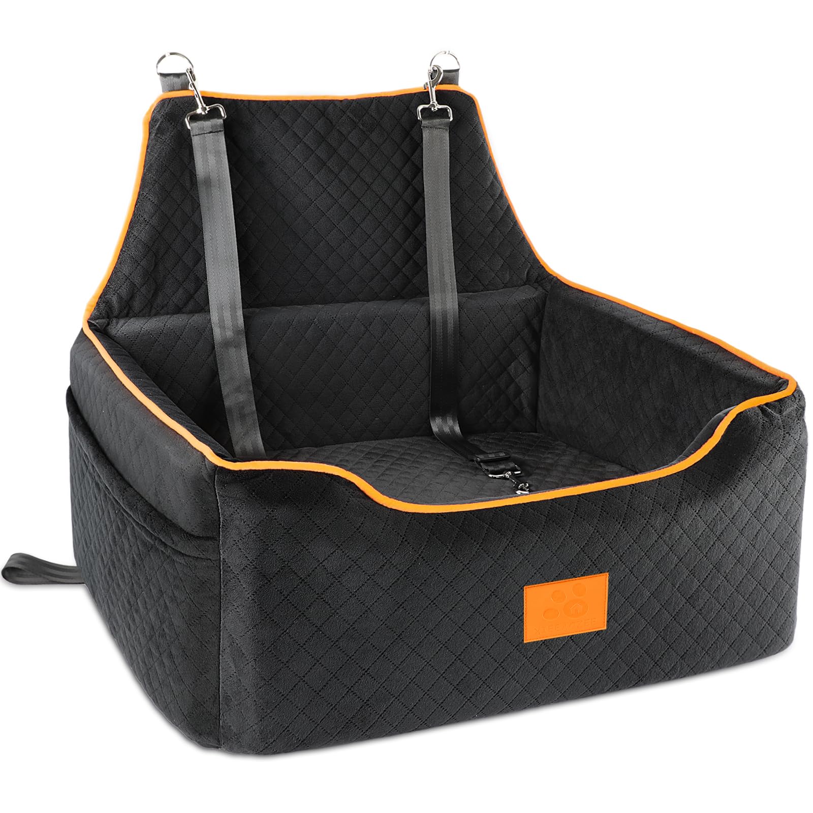 XIEEAOZEE dog car seat front view shows elevated visibility for calmer road trips.
