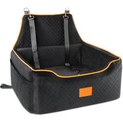 XIEEAOZEE dog car seat front view shows elevated visibility for calmer road trips.