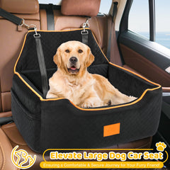 XIEEAOZEE dog car seat installed in car demonstrates secure rear-seat booster setup.