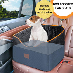 XIEEAOZEE booster in-car setup demonstrates cozy memory foam comfort on longer trips.
