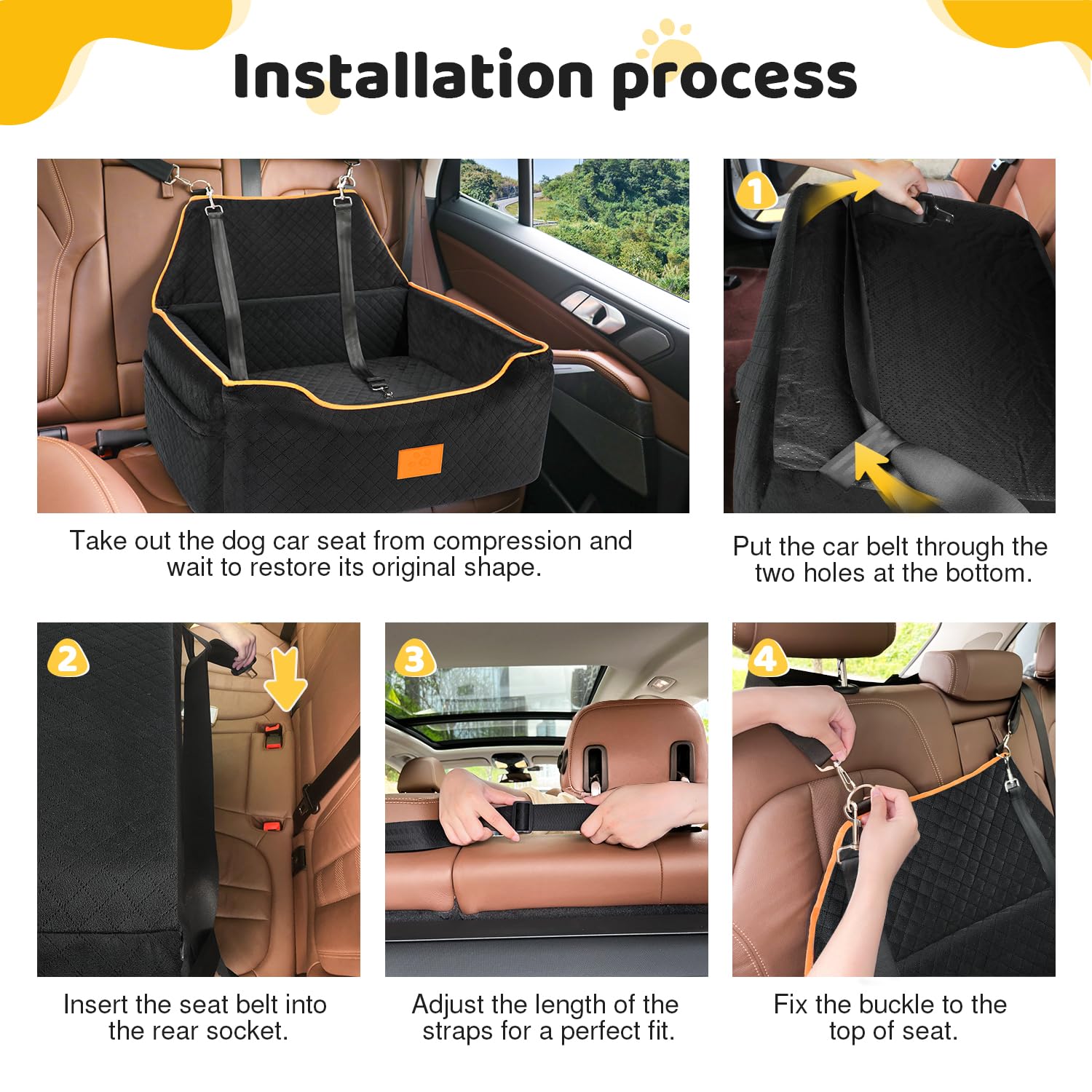 XIEEAOZEE dog car seat rear-fit in SUV demonstrates flexible placement options.