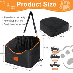 XIEEAOZEE dog car seat side view highlights secure non-slip base and safety tether.