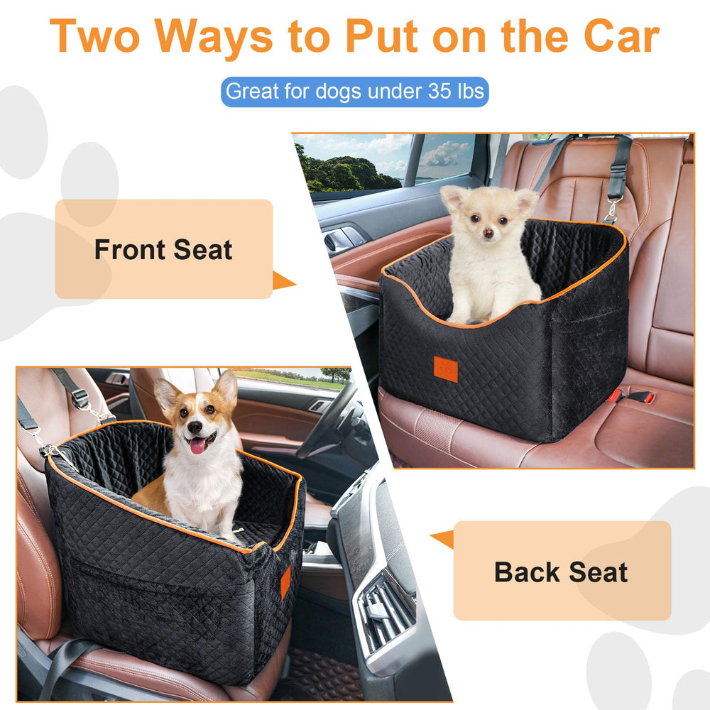 XIEEAOZEE dog car seat storage pockets image shows convenient place for kibble and treats.