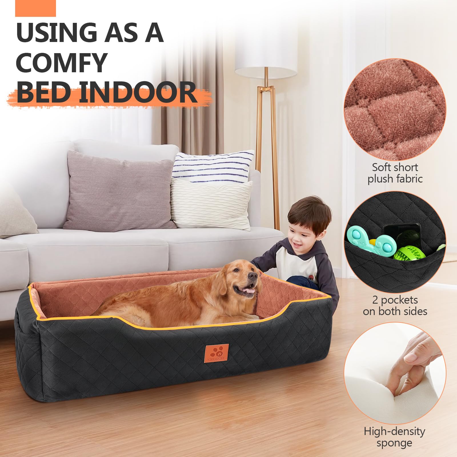 XIEEAOZEE large dog car seat has a non-slip bottom for stable rides.