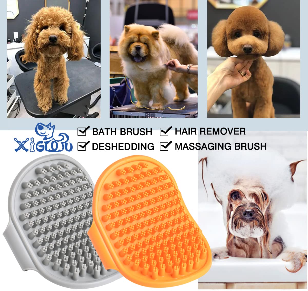 XIGOU dog brush easy-clean design makes hair removal quick