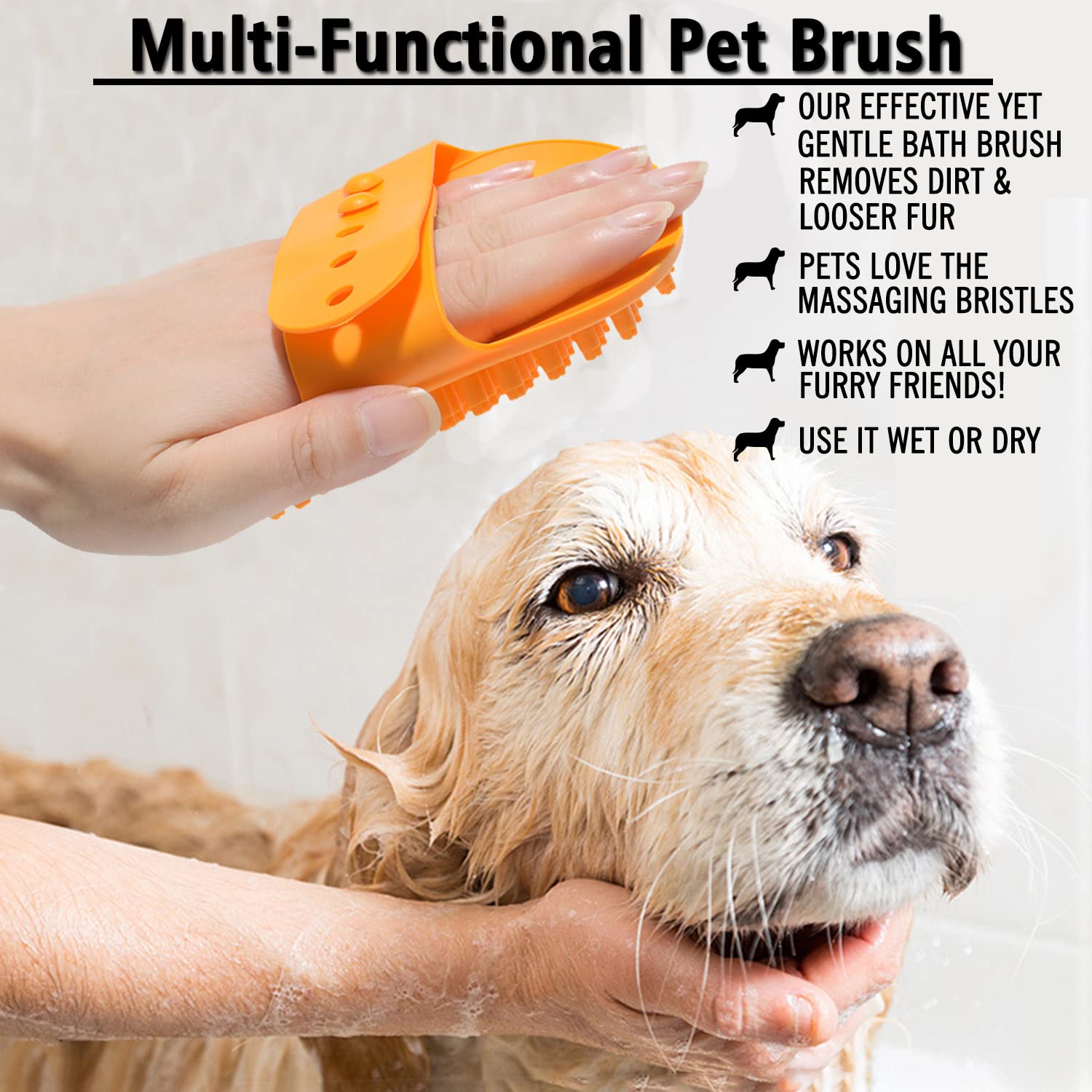 XIGOU dog brush with foaming shampoo boost improves lather and cleaning reach
