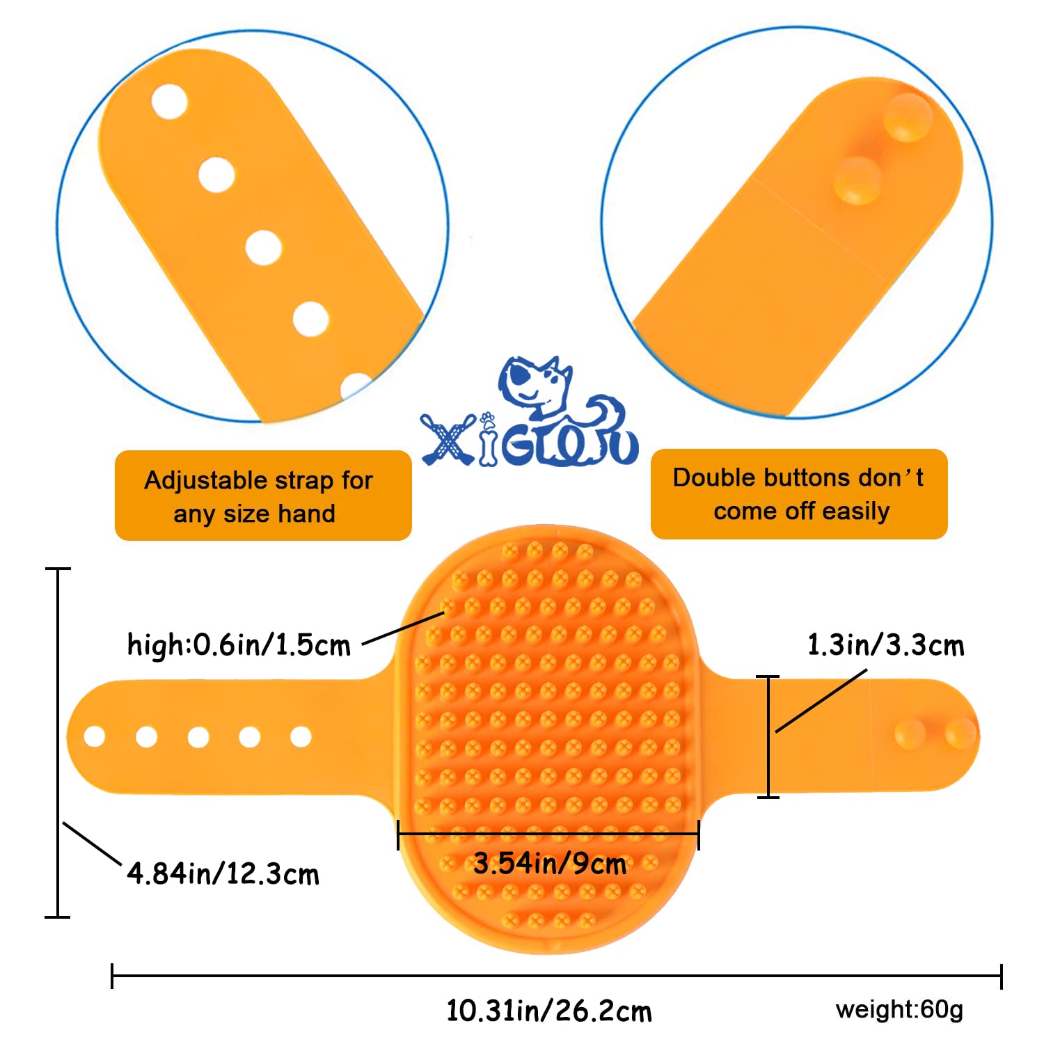 XIGOU dog brush ring-handle grip stays secure during brushing