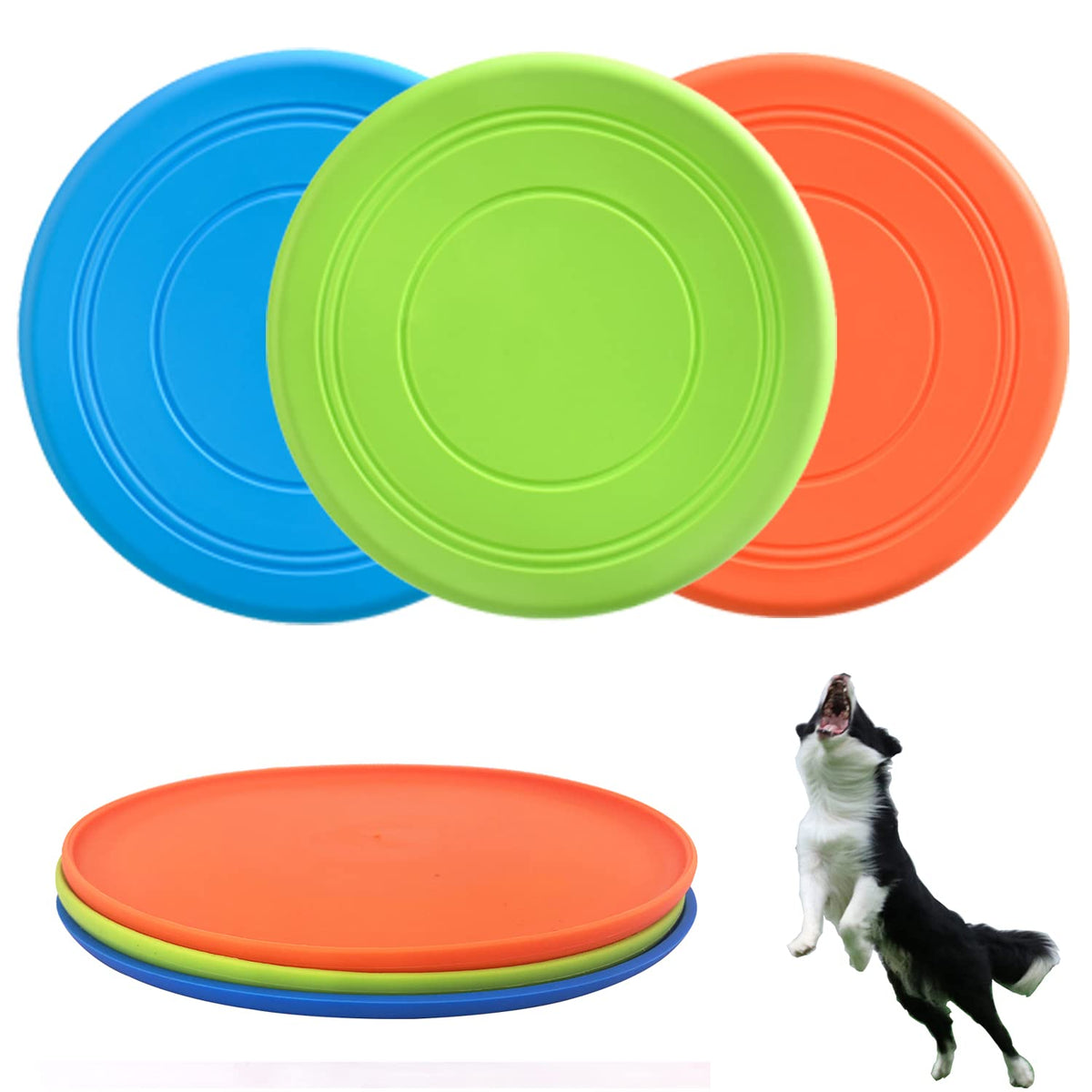 XIGOU dog flying disc 7in pack blue-green designed for high-visibility fetch and outdoor play