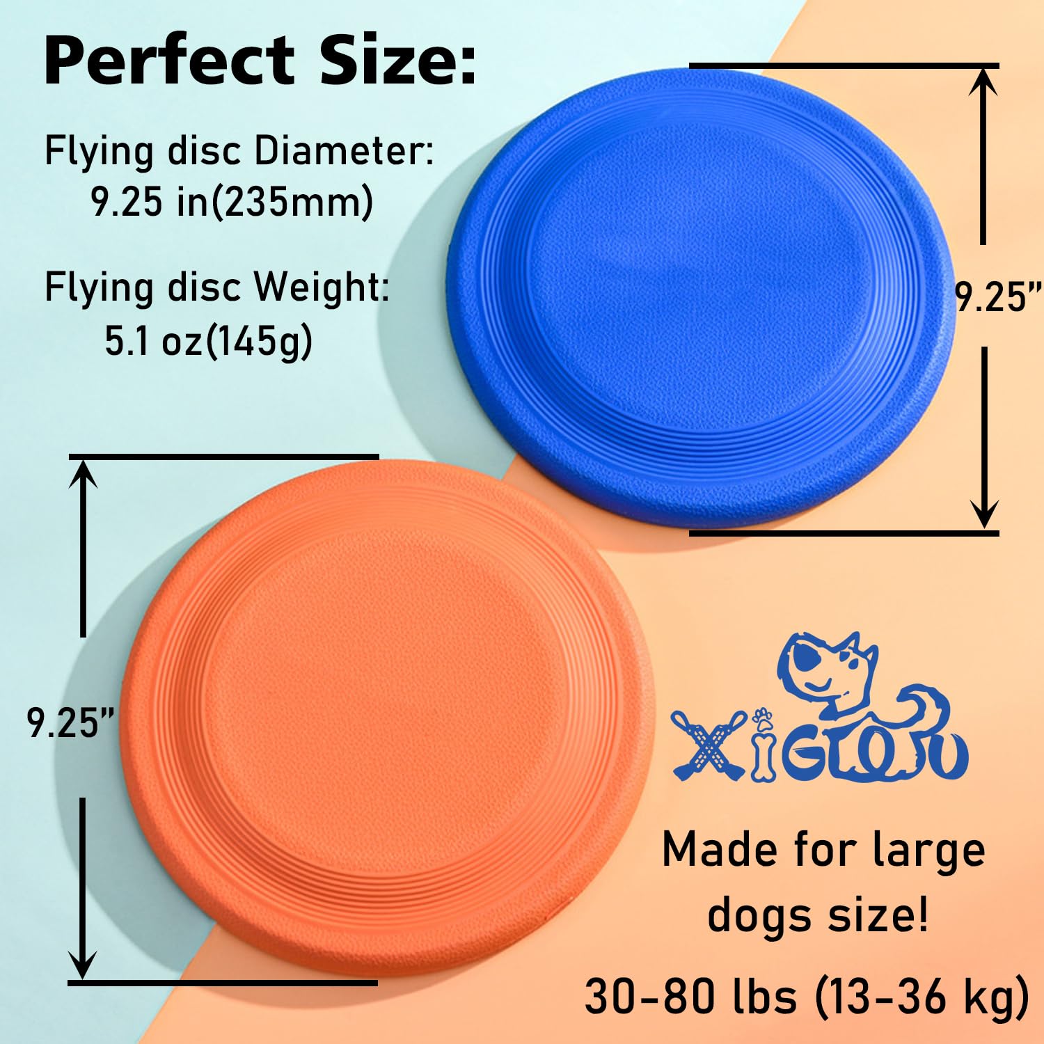 XIGOU 9.25-inch disc ideal for medium to large dogs