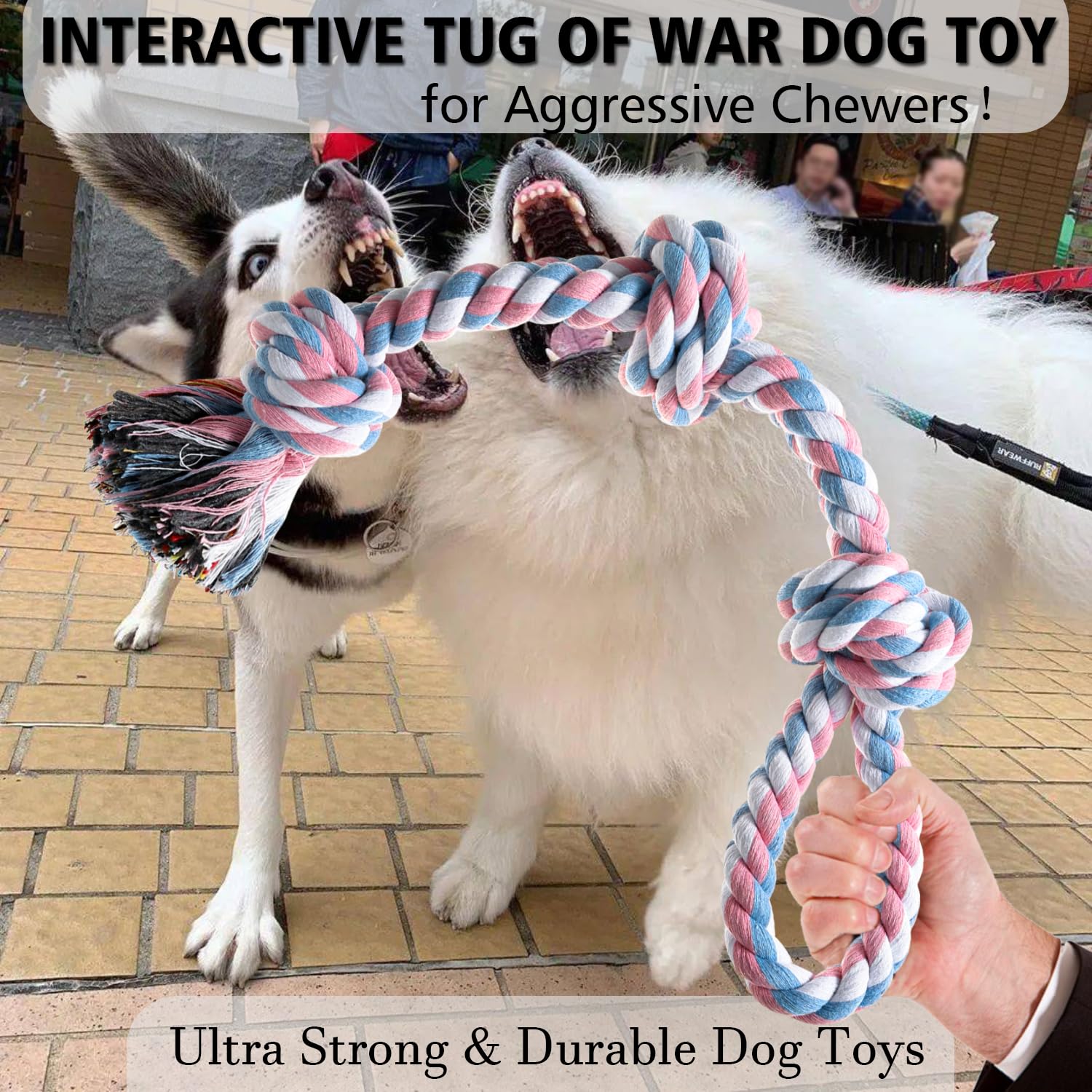XIGOU dog rope toy durable cotton fibers for long-lasting play.