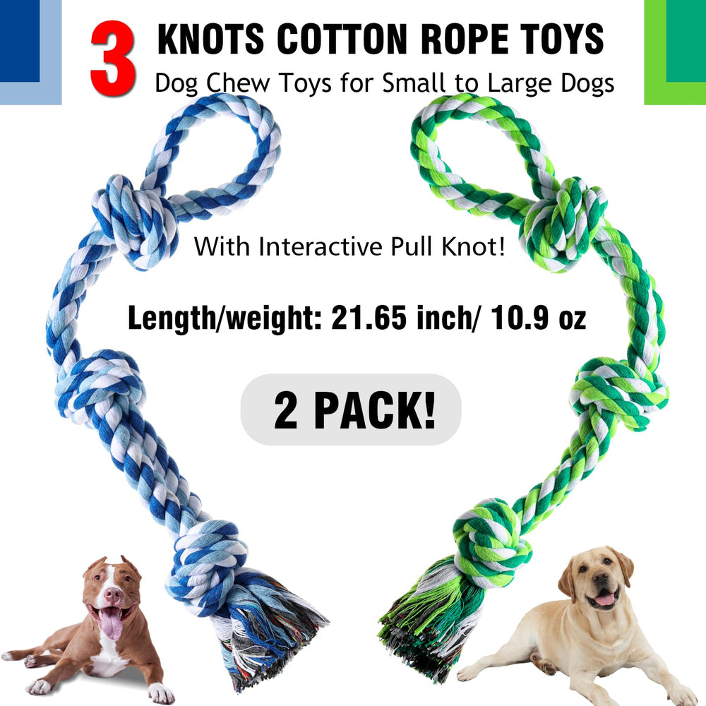XIGOU dog rope toy pack 2 highlights durability for aggressive chewers during fetch and tug