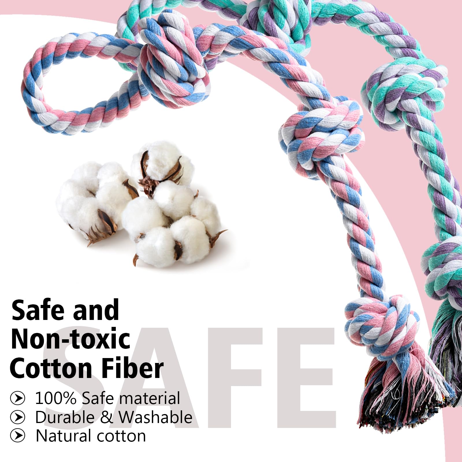 XIGOU dog rope toy puppy-teething close-up improves gum comfort.