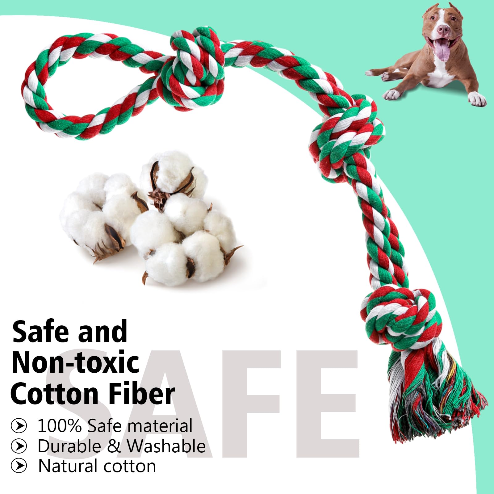 XIGOU rope toy dental-cleaning aids flossing between teeth during tug-play.