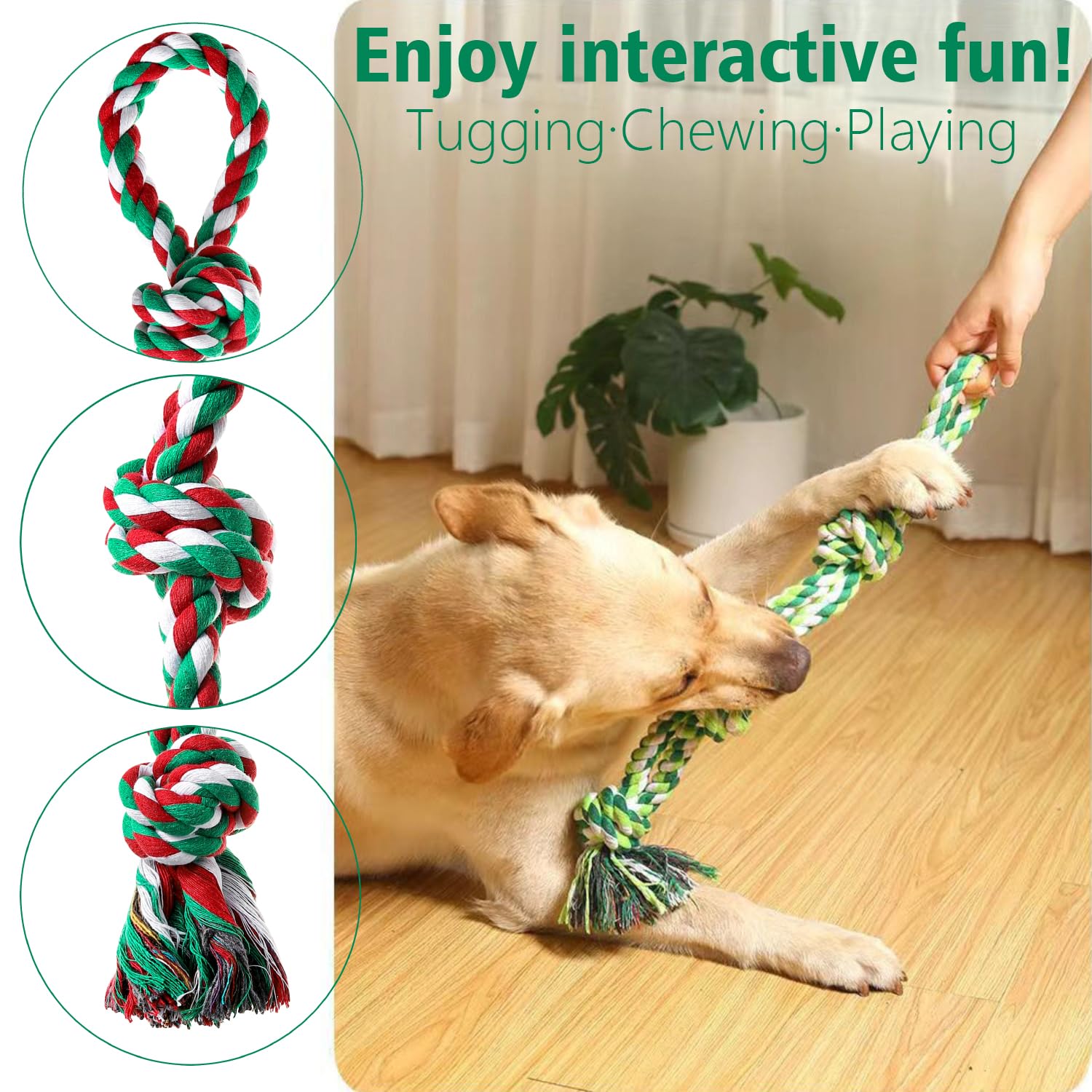XIGOU rope toy natural-washable-cotton offers clean, odor-free chewing sessions.