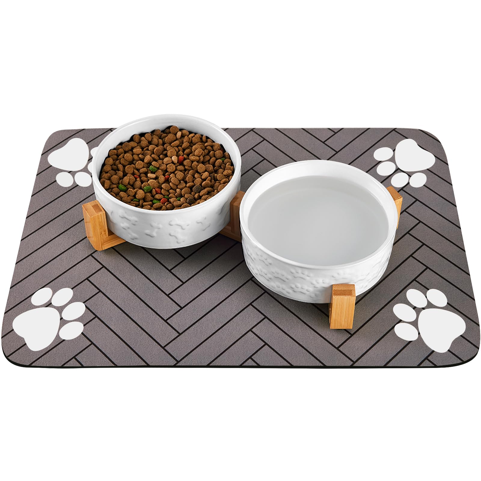 Xihan dog bowls on a wood stand elevate feeding for better posture.