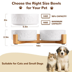 Xihan dual ceramic bowls with 1.5 cup capacity for convenient feeding