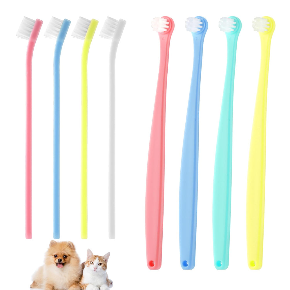 XIHIRCD round-head dog toothbrush for gentle deep cleaning of small mouths.