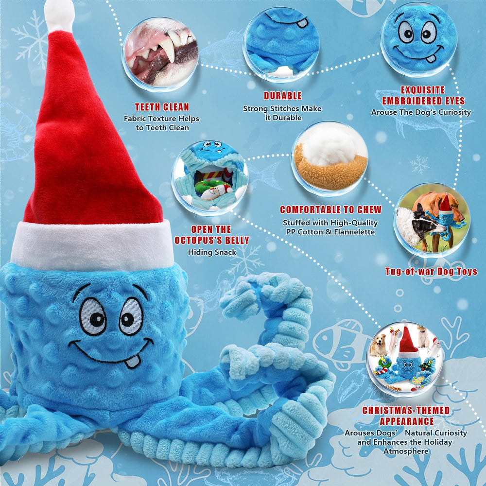 XIHULGJIN festive blue octopus toy visible in holiday display