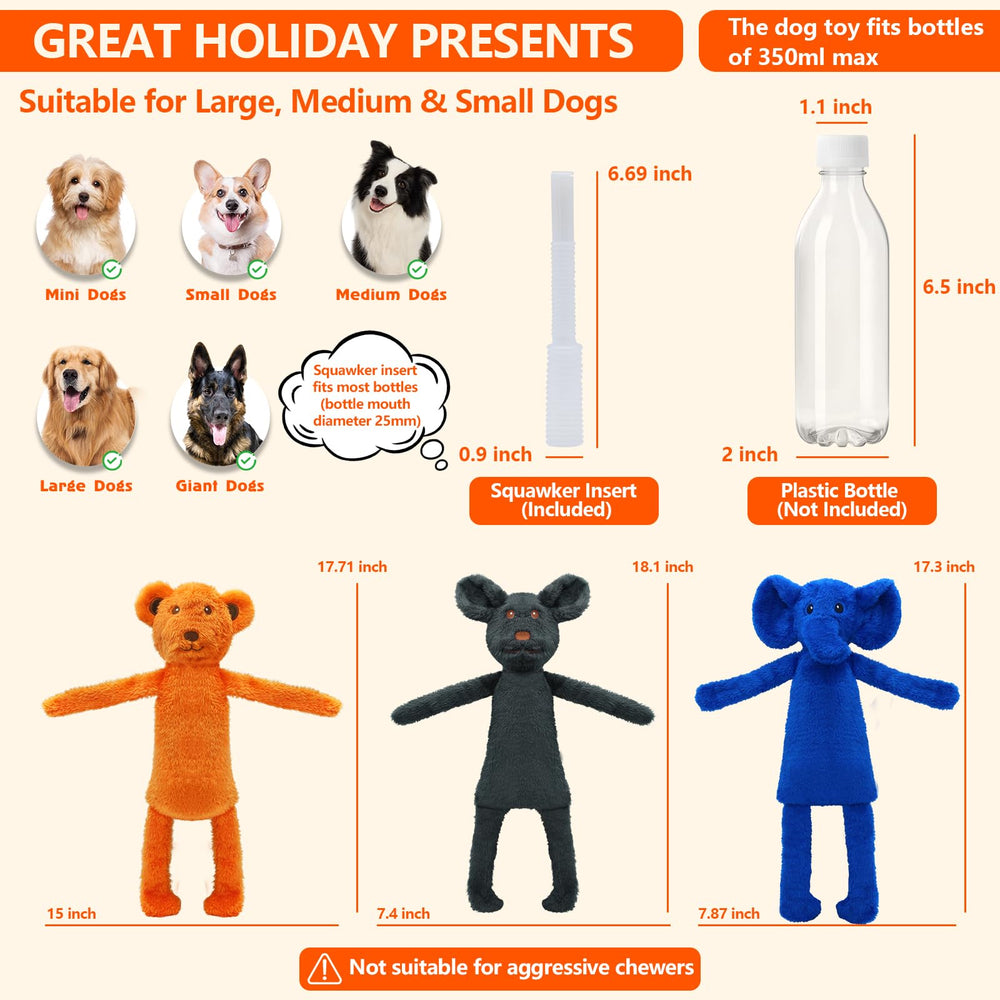 XIHULGJIN no-stuffing dog toy arms crinkle for focused playtime