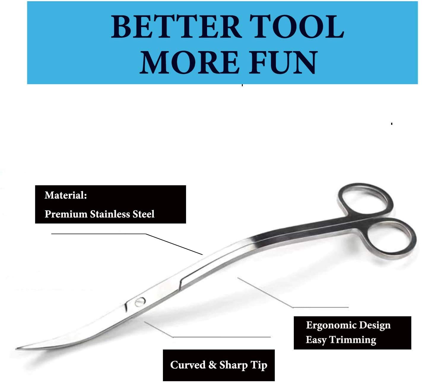 XILEWHZF curved-tip aquarium scissors enabling careful pruning of foreground plants